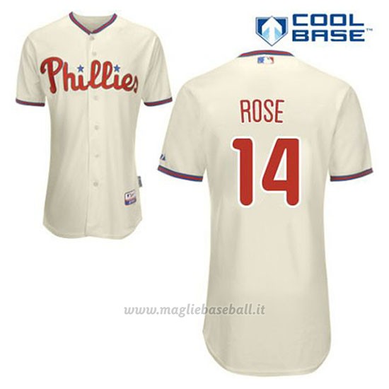 Maglia Baseball Uomo Philadelphia Phillies Pete Rose 14 Crema Alterner Cool Base